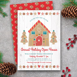 Cute Gingerbröd Open House Rustic jul Party Inbjudningar