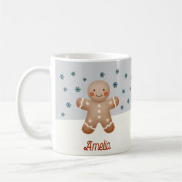Cute Gingerbröd Snöflingor Teckning Namn jul Kaffemugg