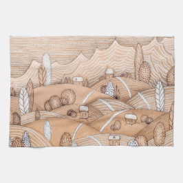 Cute Gingerbröd Village Artwork | Kökshandduk