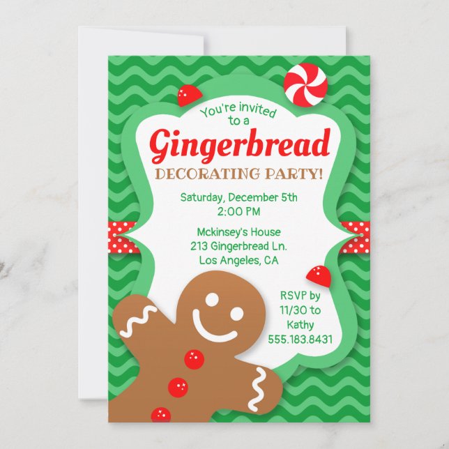 Cute Gingerbrows Decorating Party-inbjudan Inbjudningar (Framsida)