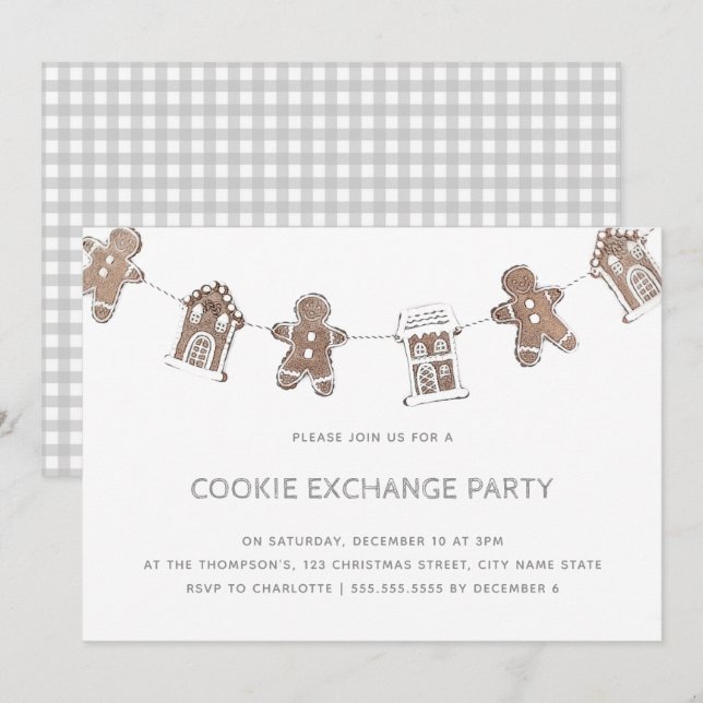 Cute Gingeregentligen Cookie Exchange Party Helgda Inbjudningar (Fram/baksida)