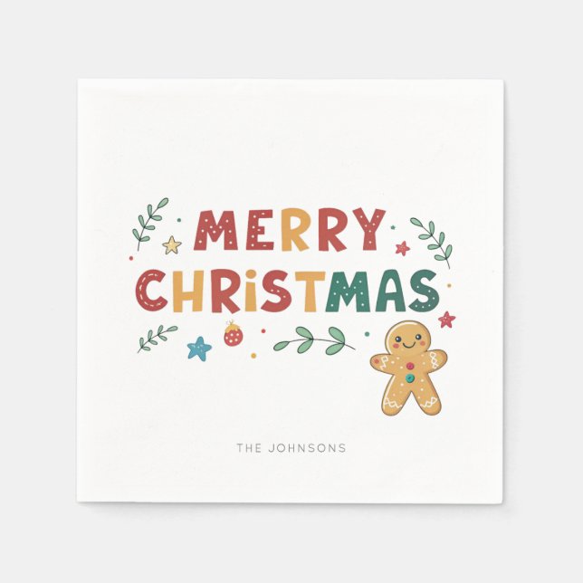 Cute Gingertea Cookie Personlig jul Pappersservett (Framsidan)