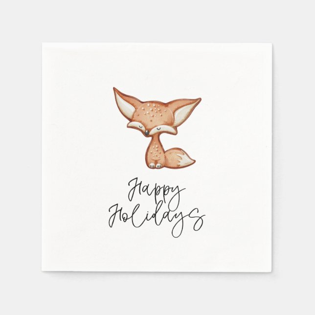 Cute Gingertea Fox Helgdag Napkin Pappersservett (Framsidan)