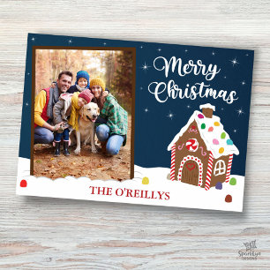 Cute Gingertea House God jul Photo Card Julkort