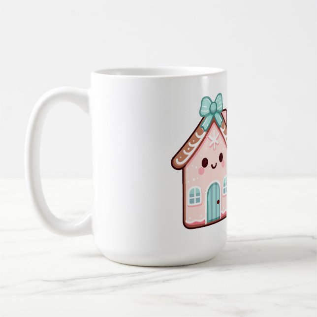 Cute Gingertea Houses Tecknad Illustration Kaffemugg (Vänster)