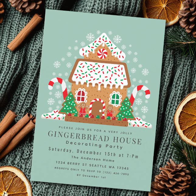 Cute Gingerwab House Decortor Julfest Inbjudningar (Skapare uppladdad)