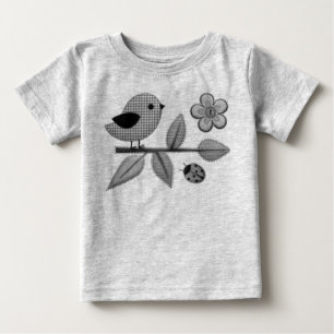 Cute Gingham Bird and Ladybug Garden Art T Shirt