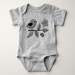 Cute Gingham Bird and Ladybug Garden Art T Shirt