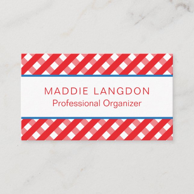 Cute Gingham Business- eller kontaktkort Visitkort (Framsida)