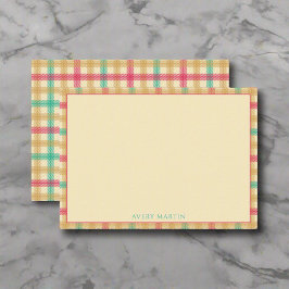 Cute Gingham Check Mönster Tack Nursery Anteckningskort