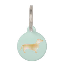 Cute Gingham Dachshund Anka Egg Blue