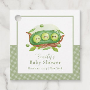 Cute Gingham Greenery Sweet Pea in Pod Baby Shower Gåvor Etiketter