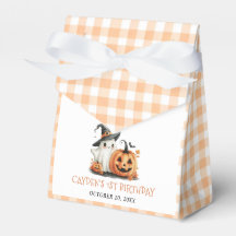 Cute Gingham Halloween Ghost 1st Birthday