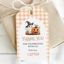 Cute Gingham Halloween Ghost 1st Birthday