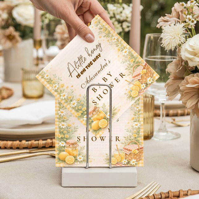 Cute Gingham Honey Bee Baby Shower Pappersservett (Skapare uppladdad)
