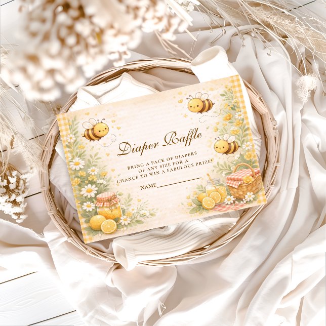 Cute Gingham Honey Bee Diapper Raffle Tilläggskort (Skapare uppladdad)