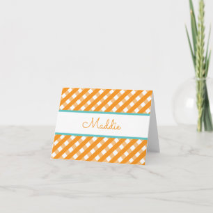 Cute Gingham-Personlig, mappade anteckningskort