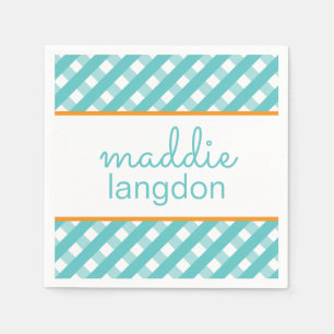 Cute Gingham Personlig Party Napkins Pappersservett