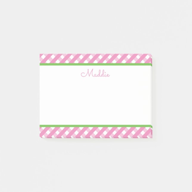 Cute Gingham Personlig Post-it-Anteckningsblock Post-it Block (Framsida)