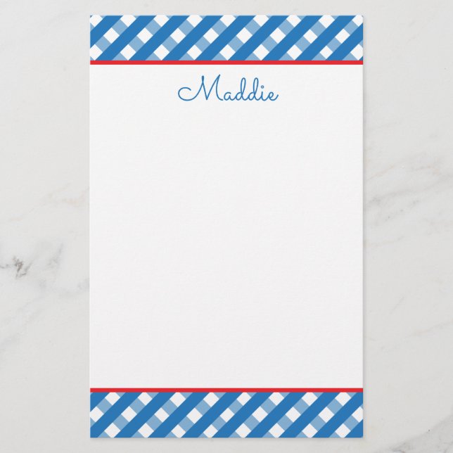 Cute Gingham Personlig Stationery (Framsida)