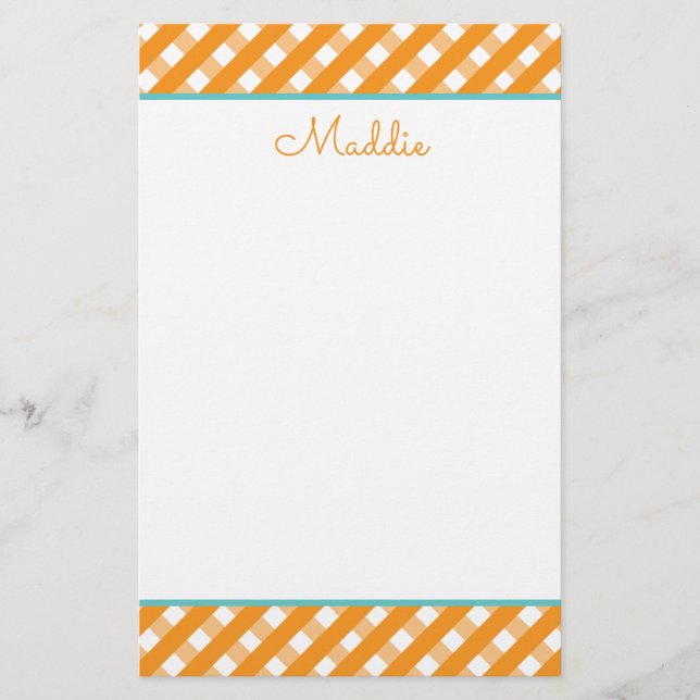 Cute Gingham Personlig Stationery (Framsida)