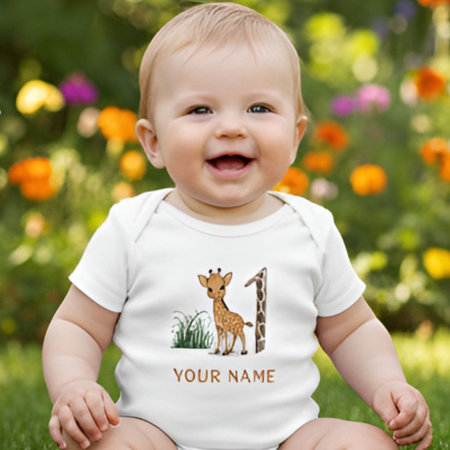 Cute Giraffe 1:a födelsedagen T Shirt (Skapare uppladdad)