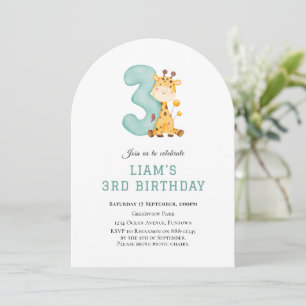 Cute Giraffe 3-årsinbjudan Inbjudningar