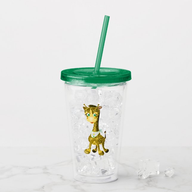 Cute Giraffe Acrylic Tumbler Take Away Mugg (Baksida Ice)