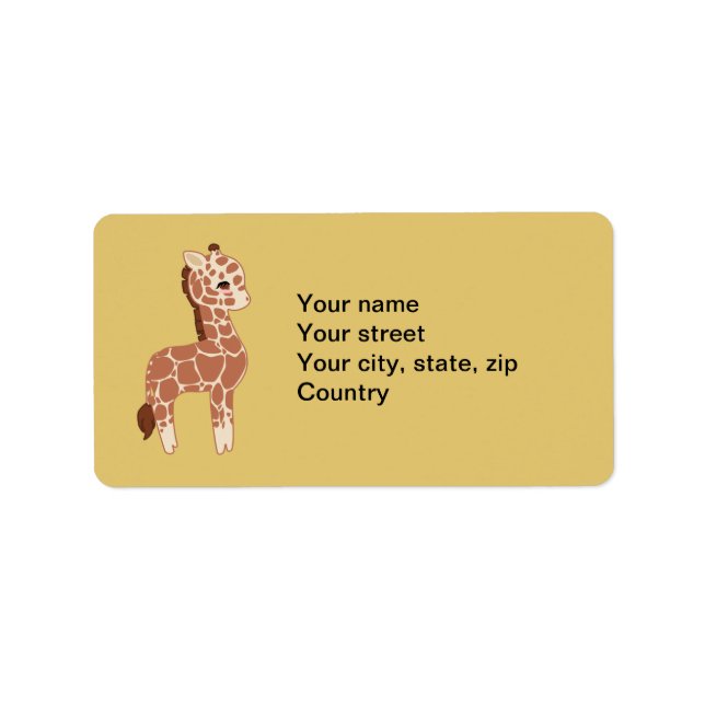 Cute Giraffe Adressetikett (Framsidan)