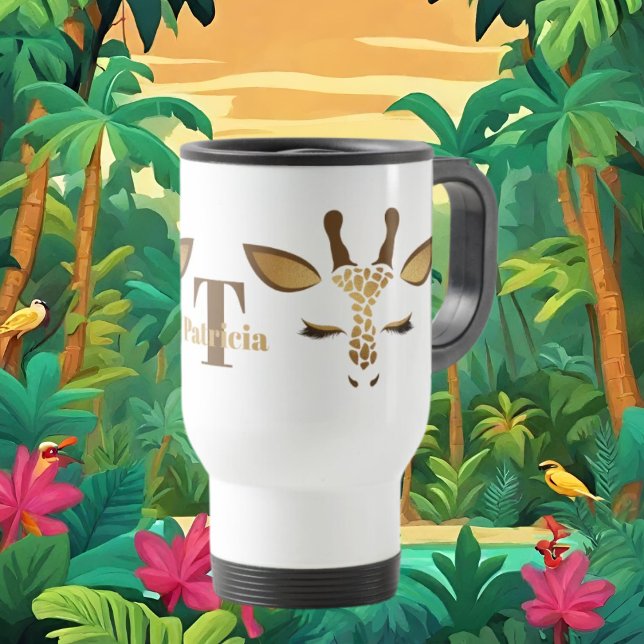 Cute giraffe älskare add monogram resemugg (Skapare uppladdad)