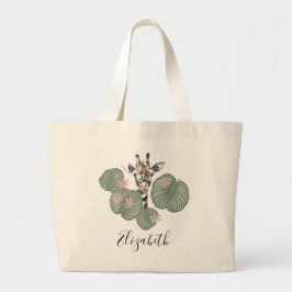 Cute Giraffe Animal Botanical Greenery Jumbo Tygkasse