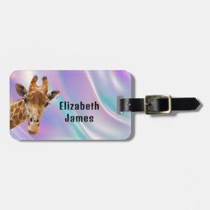 Cute Giraffe Animal HoloGrape Personlig Namn Bagagebricka