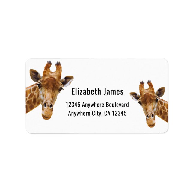 Cute Giraffe Animal Personlig Namn Adressetikett (Framsidan)