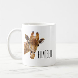 Cute Giraffe Animal Personlig Namn Kaffemugg