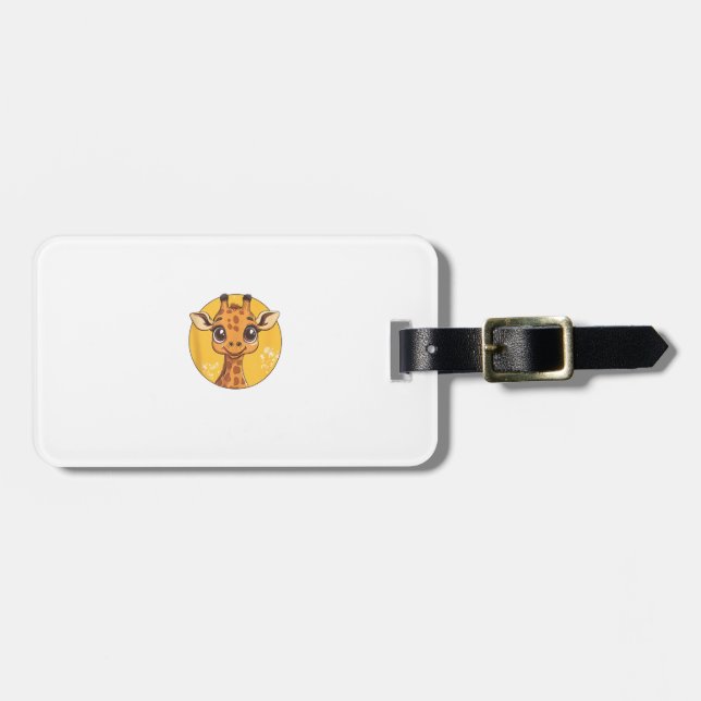 Cute Giraffe Ansikte Big Ögon Animal Lover Bagagebricka (Horisontell Framsida)