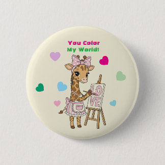 Cute Giraffe Artist "You Color My World" Valentine Knapp