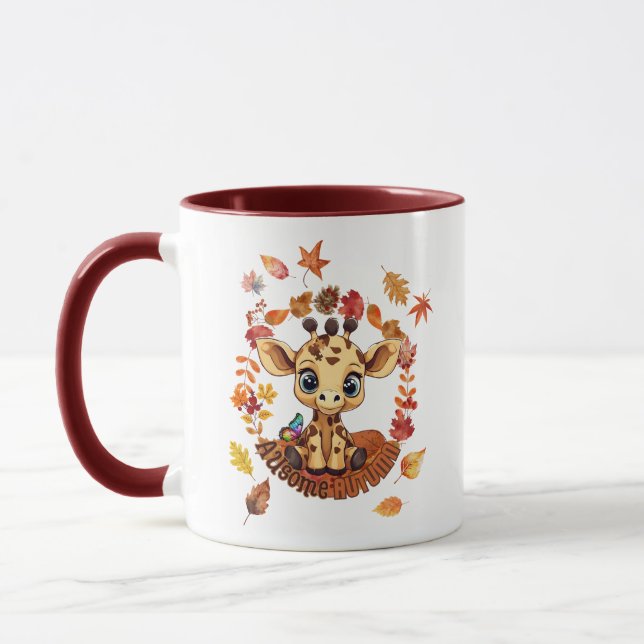 Cute Giraffe “Autism Awesome Autumn” Mugg (Vänster)