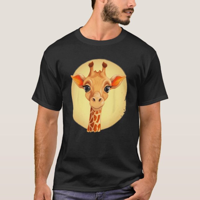 Cute Giraffe Baby Ansikte T Shirt (Framsida)