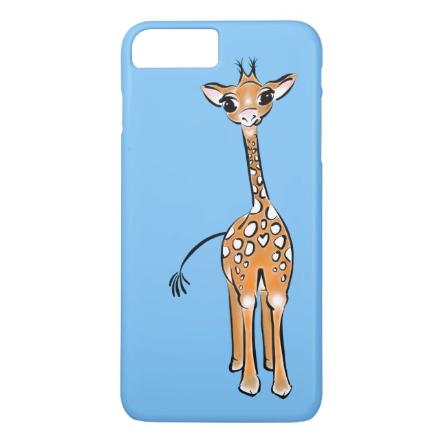 Cute Giraffe - baby blue Case-Mate iPhone Skal (Baksida)