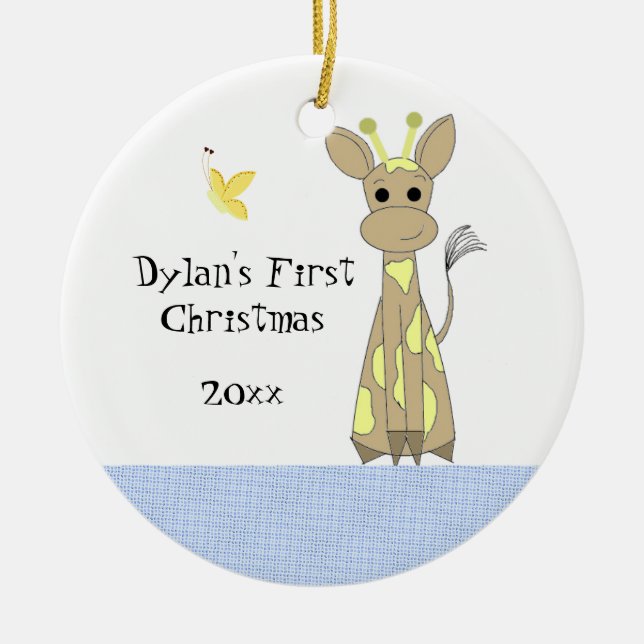Cute Giraffe Baby Första jul Julgransprydnad Keramik (Framsidan)