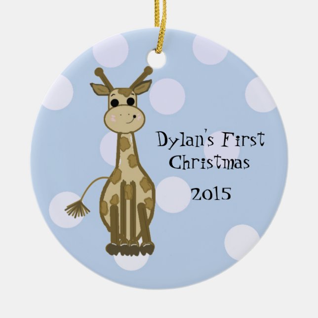 Cute Giraffe Baby Första jul Julgransprydnad Keramik (Framsidan)