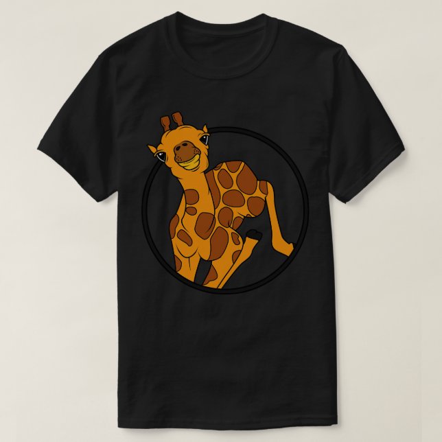 Cute giraffe baby med 2 horn t shirt (Design framsida)