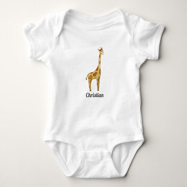 Cute Giraffe Baby Namn T-Shirt (Framsida)