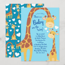 Cute Giraffe Baby Shower Blue Boy