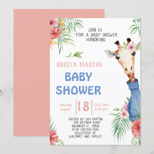 Cute Giraffe Baby Shower Inbjudningar