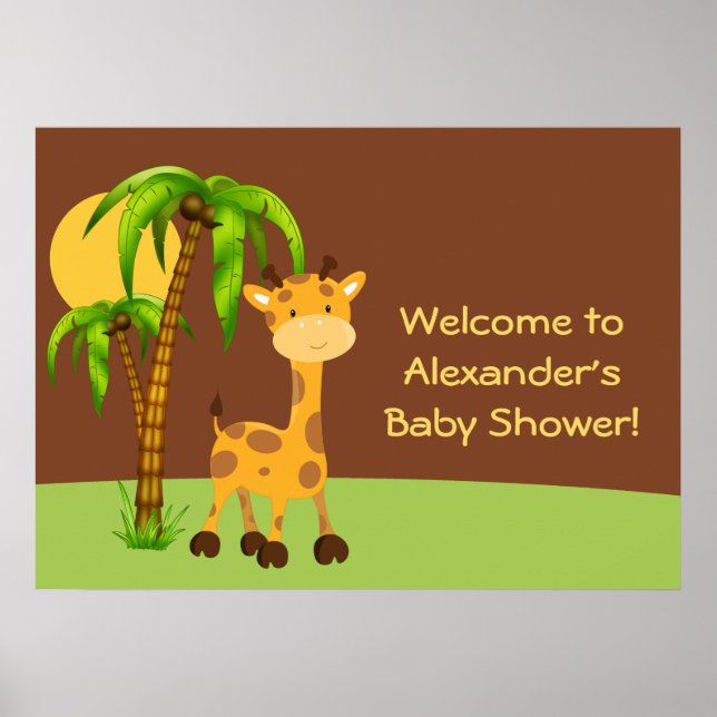 Cute Giraffe Baby Shower Poster (Framsidan)