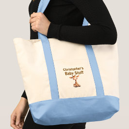 Cute giraffe baby stuff name blue brown tygkasse