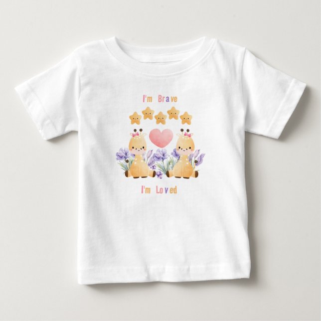 Cute Giraffe Baby T-Shirt | Jag är Modig - jag är  (Framsida)