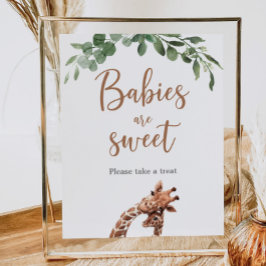 Cute giraffe babydusch Treats bord-tecken Poster