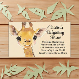 Cute Giraffe Babywatch Nanny Childcare Service Visitkort